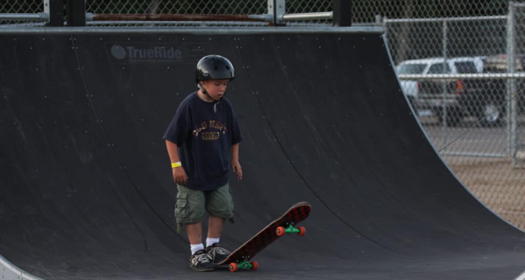 boy skateboarding in Marshall MN skatepark