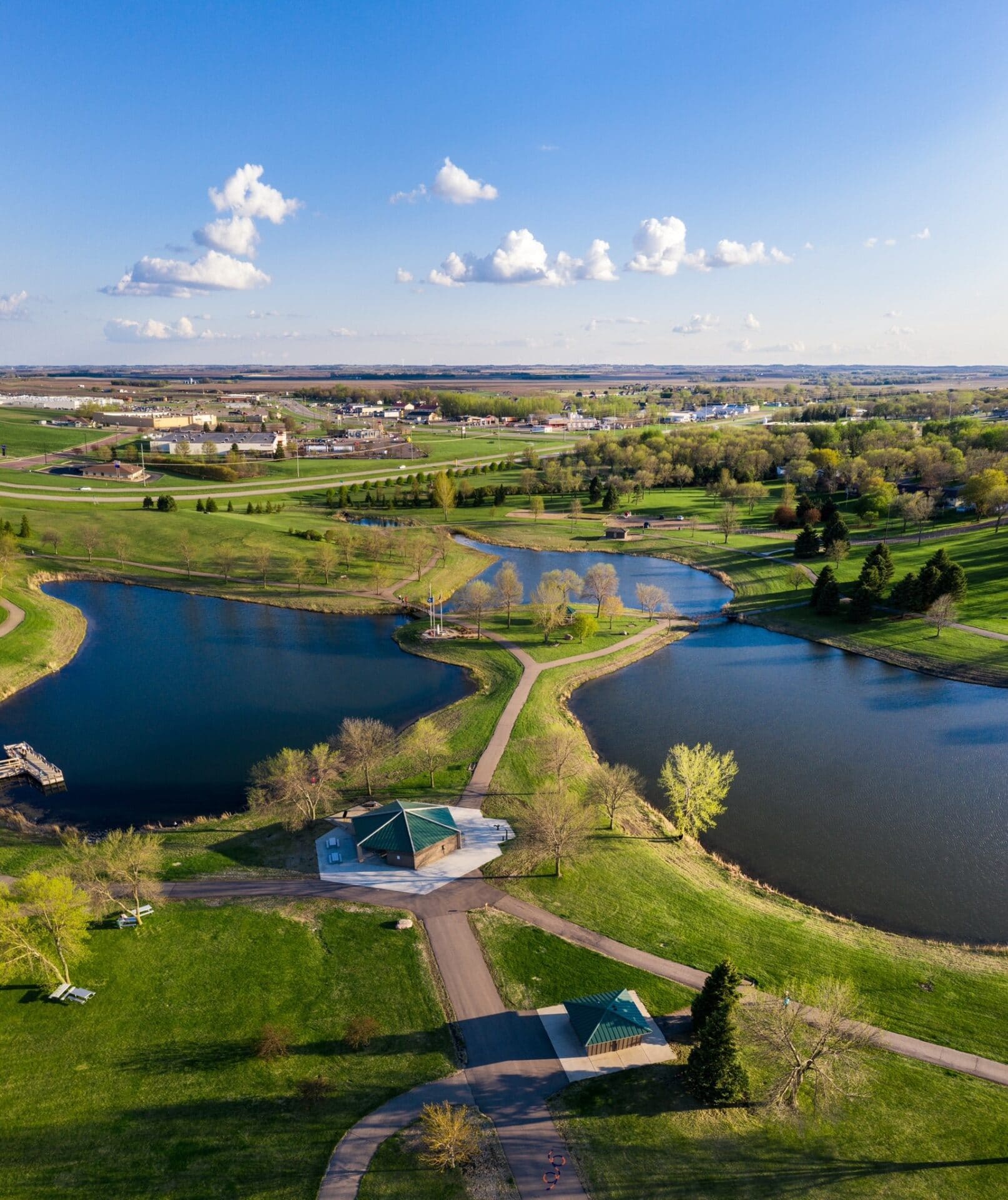 Independence Park - Aerial above ponds