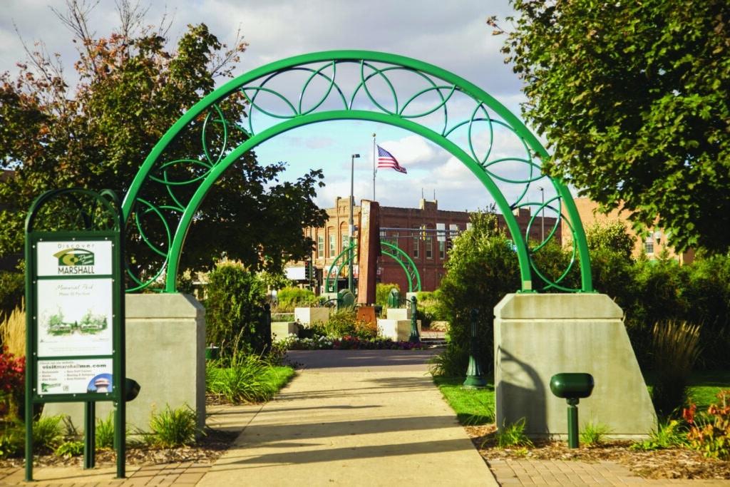 Memorial Park - Entrance Arch with Flag