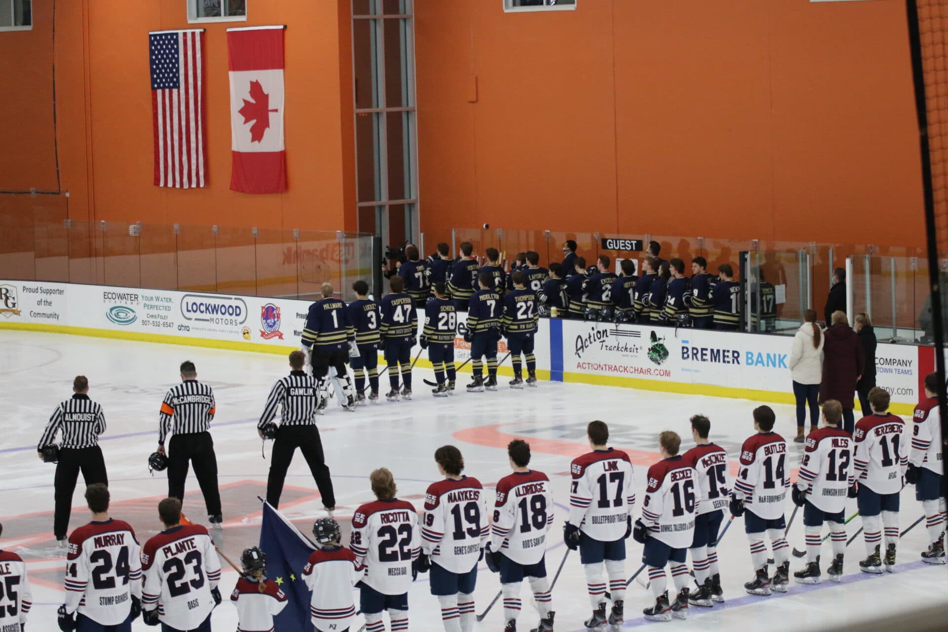 Fairbanks Ice Dogs at Red Baron Arena & Expo - Teams line-up