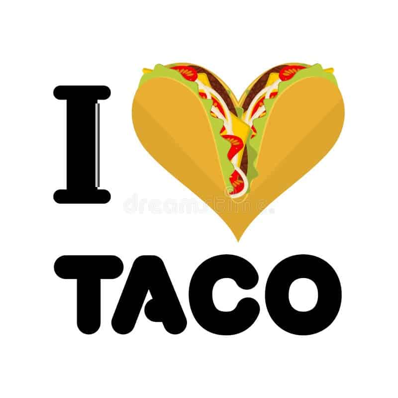 amo el taco símbolo del corazón de la comida mexicana microprocesadores de tortilla y encendido 76962797