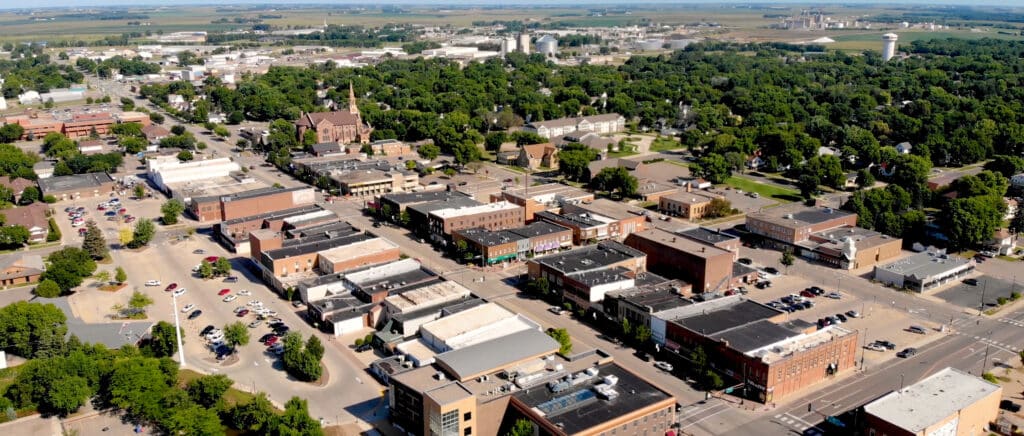 Drone view of Downtown Marshall