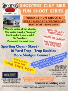 2024 SHOOTERS CLAY BIRD FUN SHOOT SERIES May 14 June 26