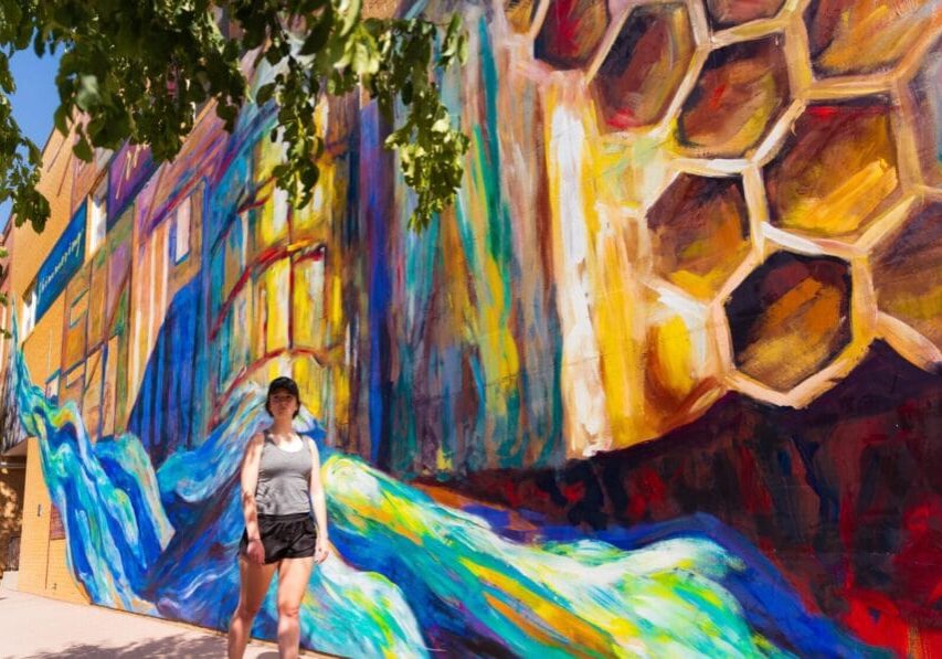 Mural in downtown Marshall - Girl Walking